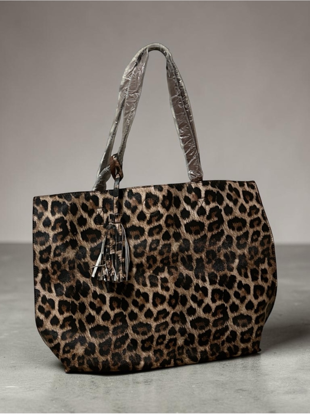 Leopard Print Vegan Reversible Tote Bag - Brown. Never Used